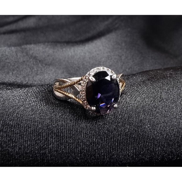 Vintage Sterling Silver 925 Ring With Violet Iolite Gemstone Size 6 - Picture 1 of 6